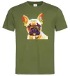 Мужская футболка Multicolor bulldog Оливковый фото
