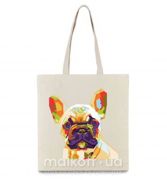 Эко-сумка Multicolor bulldog Бежевый фото