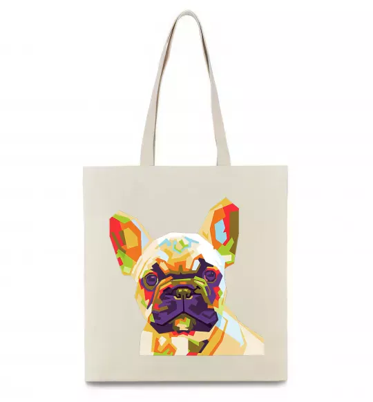 Еко-сумка Multicolor bulldog Бежевий фото