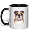 Чашка с цветной ручкой Малюнок акварелю бульдог Черный Чашка с цветной ручкой Малюнок акварелю бульдог Черный фото