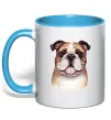 Чашка с цветной ручкой Малюнок акварелю бульдог Голубой Чашка с цветной ручкой Малюнок акварелю бульдог Голубой фото