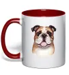 Чашка с цветной ручкой Малюнок акварелю бульдог Красный Чашка с цветной ручкой Малюнок акварелю бульдог Красный фото