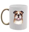 Чашка с цветной ручкой Малюнок акварелю бульдог Золото Чашка с цветной ручкой Малюнок акварелю бульдог Золото фото