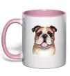 Чашка с цветной ручкой Малюнок акварелю бульдог Нежно розовый Чашка с цветной ручкой Малюнок акварелю бульдог Нежно розовый фото