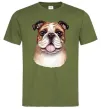 Чоловіча футболка Малюнок акварелю бульдог Оливковий фото