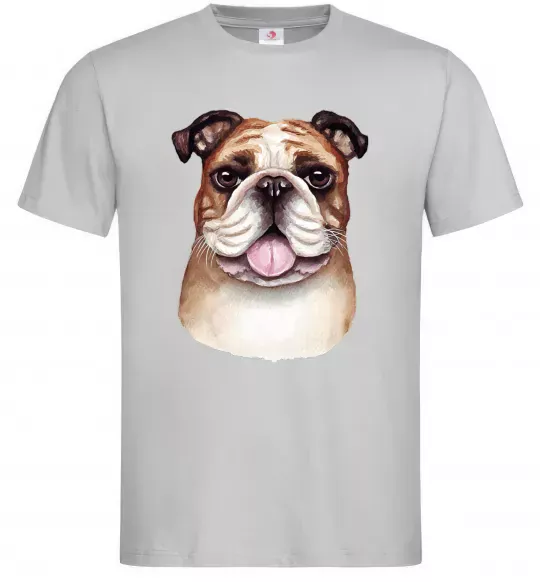 Чоловіча футболка Малюнок акварелю бульдог Сірий фото