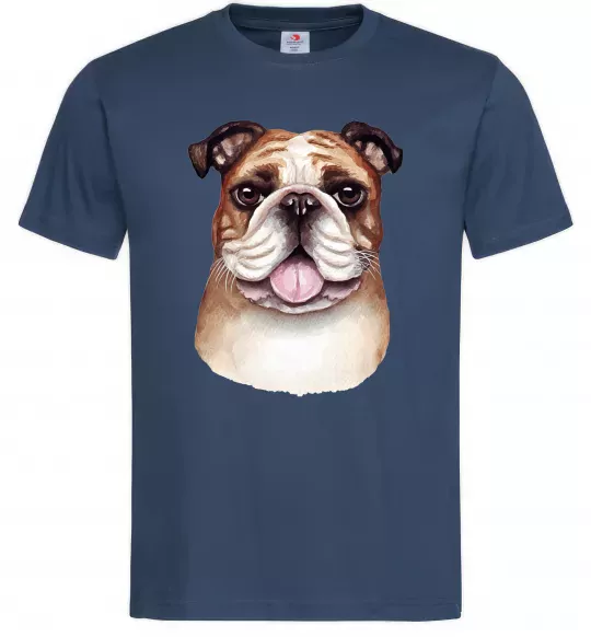Чоловіча футболка Малюнок акварелю бульдог Темно-синій фото
