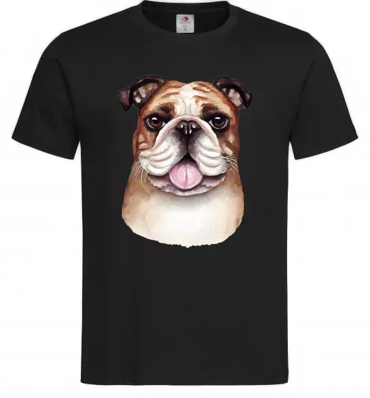 Чоловіча футболка Малюнок акварелю бульдог Чорний фото