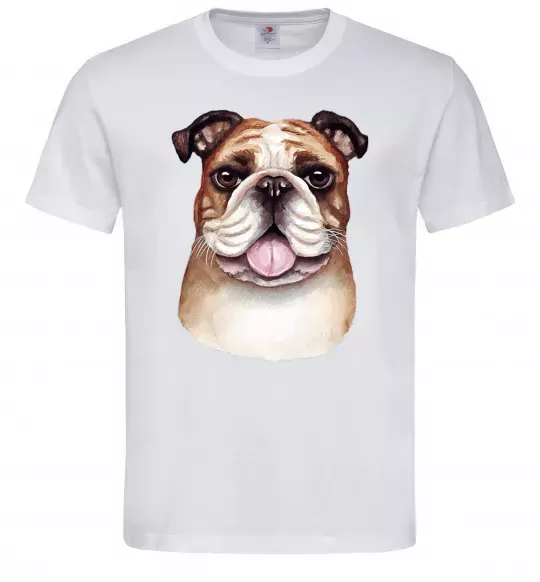 Чоловіча футболка Малюнок акварелю бульдог Білий фото