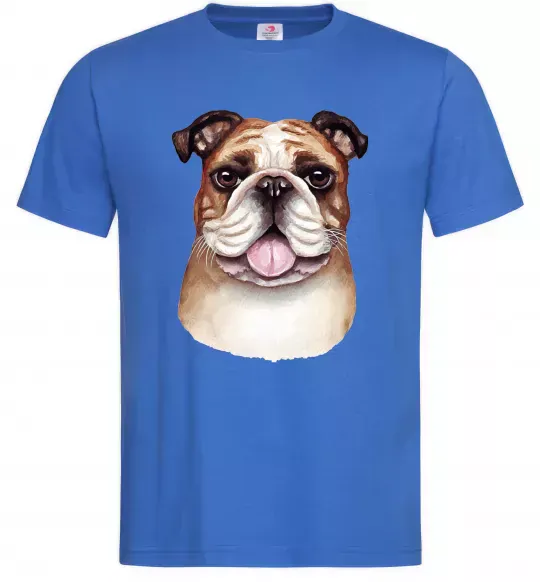 Чоловіча футболка Малюнок акварелю бульдог Яскраво-синій фото