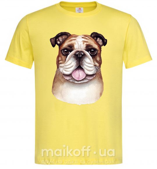 Мужская футболка Рисунок акварелью бульдог Лимонный фото