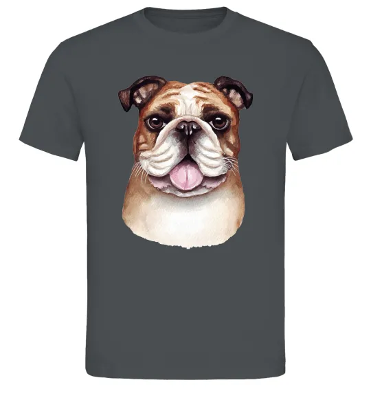 Чоловіча футболка Малюнок акварелю бульдог Графіт фото