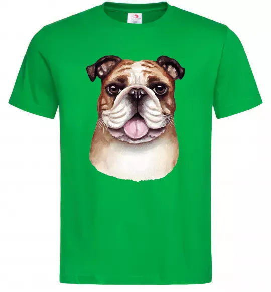 Чоловіча футболка Малюнок акварелю бульдог Зелений фото