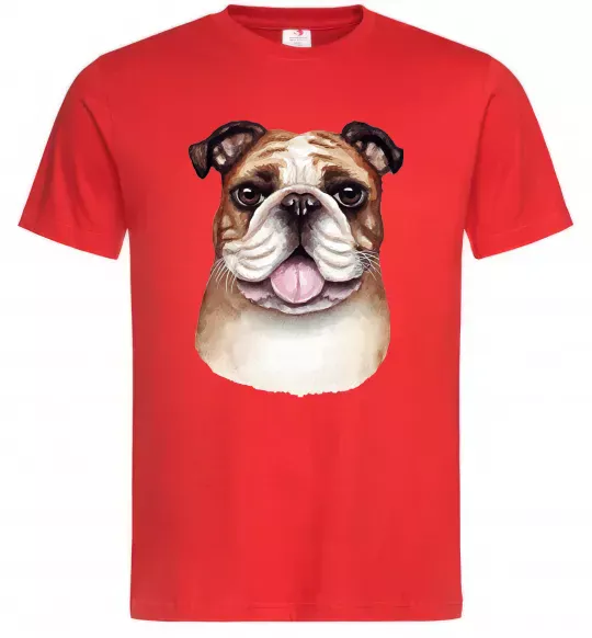 Чоловіча футболка Малюнок акварелю бульдог Червоний фото