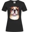Женская футболка Малюнок акварелю бульдог Черный Женская футболка Малюнок акварелю бульдог Черный фото
