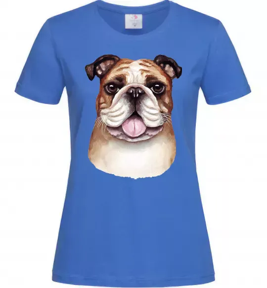 Женская футболка Малюнок акварелю бульдог Ярко-синий фото