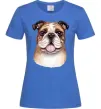 Женская футболка Малюнок акварелю бульдог Ярко-синий Женская футболка Малюнок акварелю бульдог Ярко-синий фото
