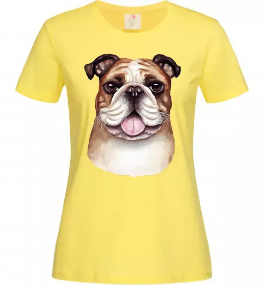 Женская футболка Малюнок акварелю бульдог Лимонный фото