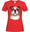 Женская футболка Малюнок акварелю бульдог Красный Женская футболка Малюнок акварелю бульдог Красный фото