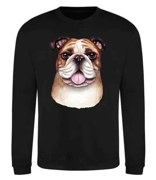 Світшот Малюнок акварелю бульдог Чорний фото