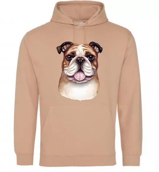 Мужская толстовка (худи) Малюнок акварелю бульдог Песочный фото