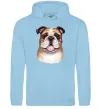 Чоловіча толстовка (худі) Малюнок акварелю бульдог Блакитний Чоловіча толстовка (худі) Малюнок акварелю бульдог Блакитний фото