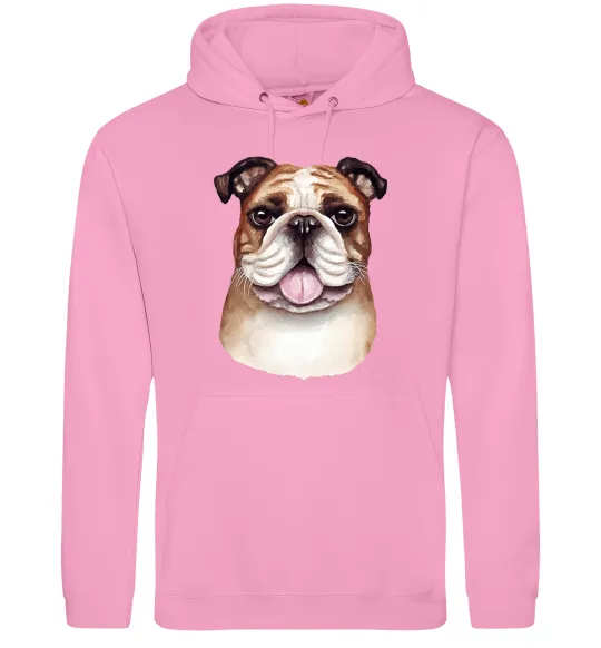 Жіноча толстовка (худі) Малюнок акварелю бульдог Рожевий фото