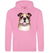 Жіноча толстовка (худі) Малюнок акварелю бульдог Рожевий фото