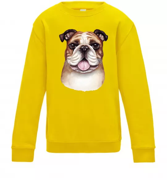 Дитячий світшот Малюнок акварелю бульдог Сонячно жовтий фото