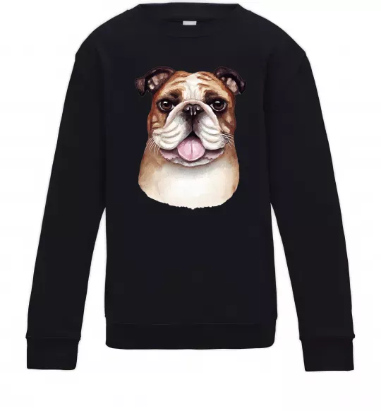 Дитячий світшот Малюнок акварелю бульдог Чорний фото