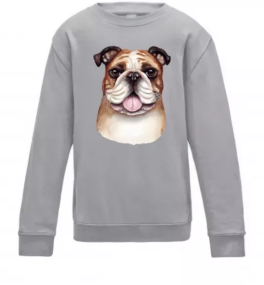 Дитячий світшот Малюнок акварелю бульдог Сірий меланж фото