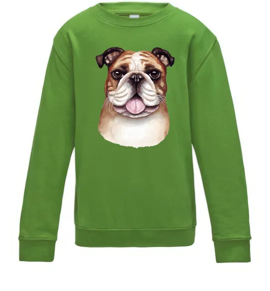 Дитячий світшот Малюнок акварелю бульдог Лаймовий фото