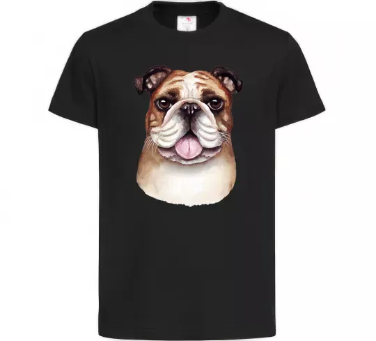 Детская футболка Малюнок акварелю бульдог Черный фото