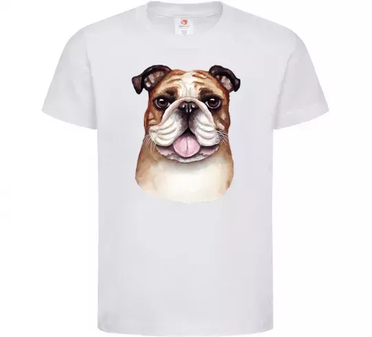Детская футболка Малюнок акварелю бульдог Белый фото