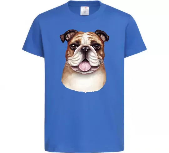 Детская футболка Малюнок акварелю бульдог Ярко-синий фото