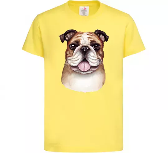Детская футболка Малюнок акварелю бульдог Лимонный фото
