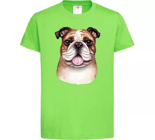Детская футболка Малюнок акварелю бульдог Лаймовый фото