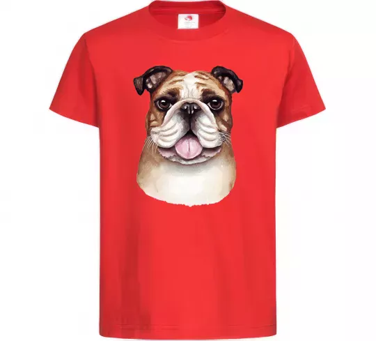 Детская футболка Малюнок акварелю бульдог Красный фото