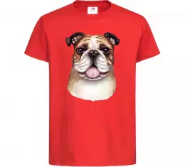 Детская футболка Малюнок акварелю бульдог Красный фото