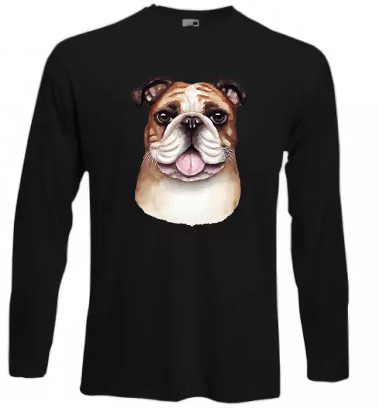 Лонгслив Малюнок акварелю бульдог Черный фото