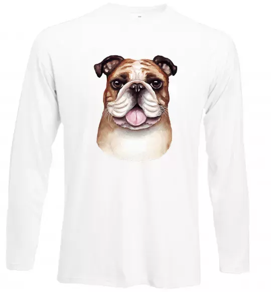 Лонгслив Малюнок акварелю бульдог Белый фото