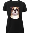 Жіноча преміум футболка Малюнок акварелю бульдог Чорний фото