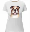 Жіноча преміум футболка Малюнок акварелю бульдог Білий фото