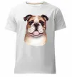 Мужская премиум футболка Малюнок акварелю бульдог Белый Мужская премиум футболка Малюнок акварелю бульдог Белый фото