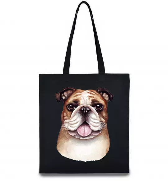 Эко-сумка Малюнок акварелю бульдог Черный фото