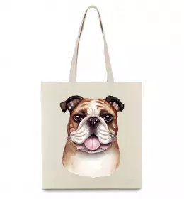 Эко-сумка Малюнок акварелю бульдог Бежевый фото
