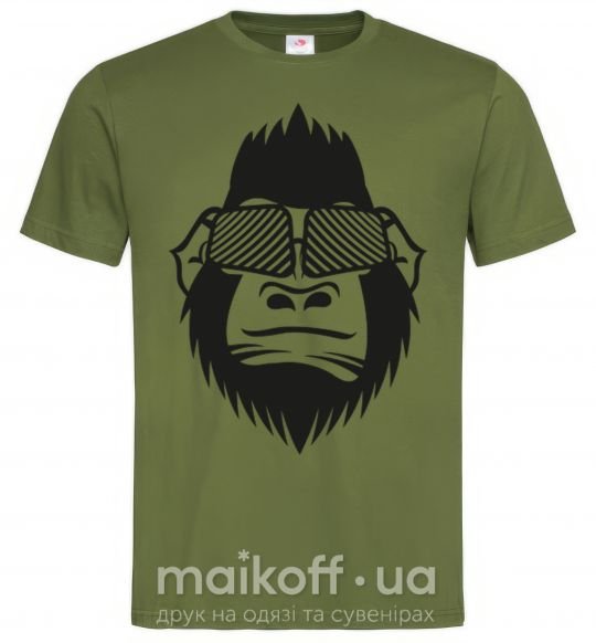 Чоловіча футболка Gorilla in glasses Оливковий фото