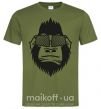 Мужская футболка Gorilla in glasses Оливковый фото