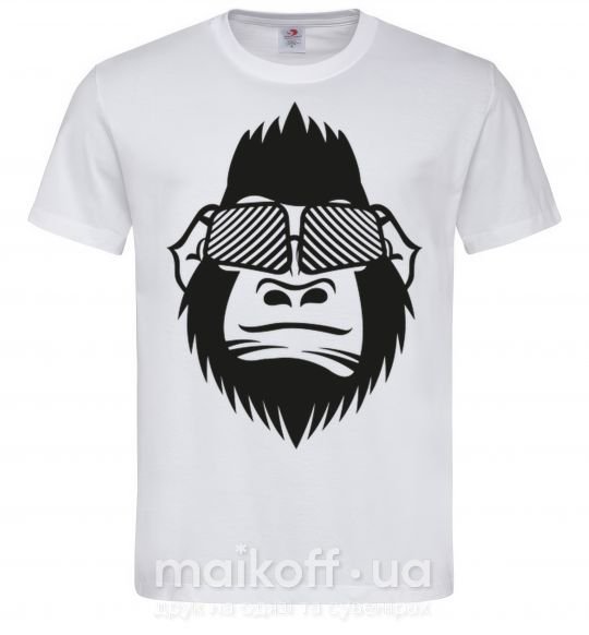 Мужская футболка Gorilla in glasses Белый фото