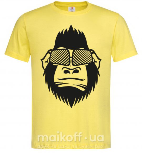 Мужская футболка Gorilla in glasses Лимонный фото